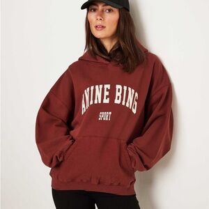 ANINE BING Harvey Sweatshirt in Dark Cherry Size XS